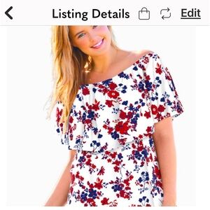 Woman Within Off Shoulder Ruffle Tee shirt. Size 4X (34/36). True to size.